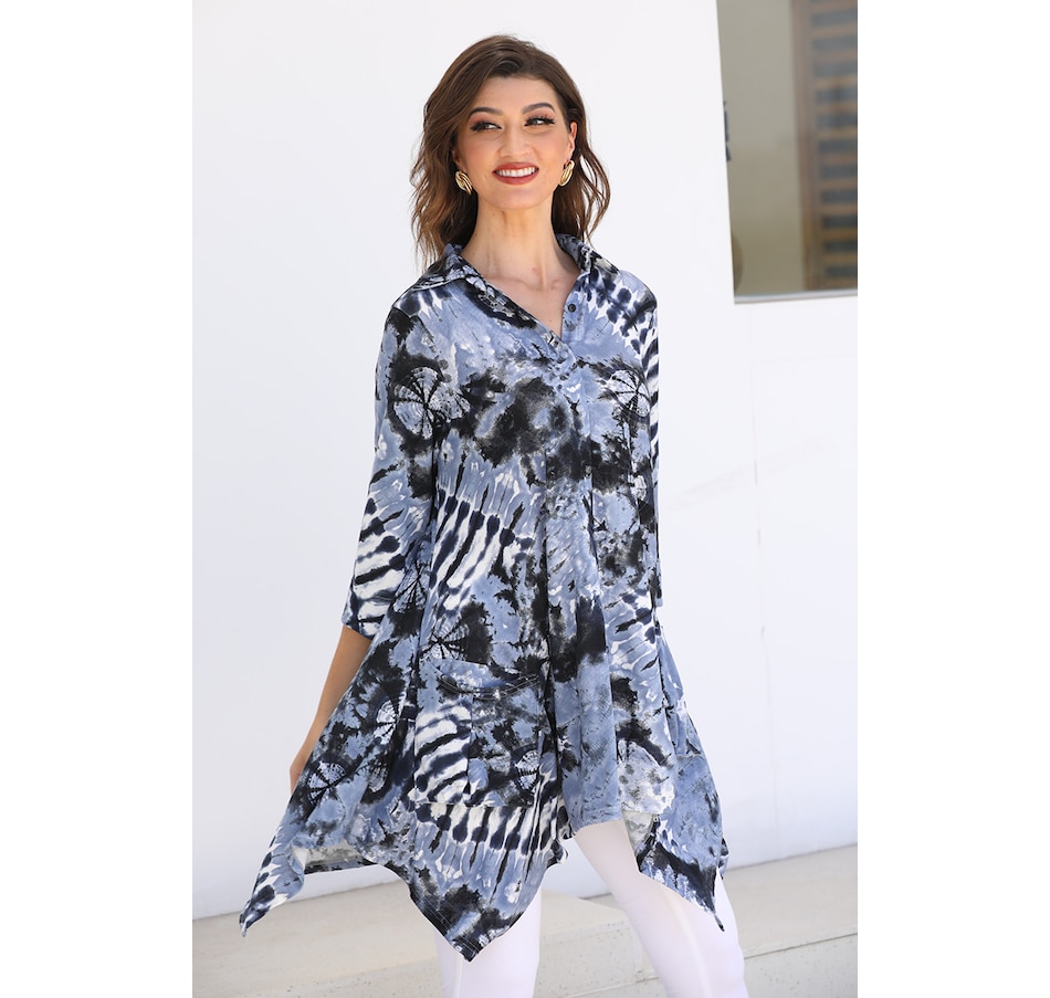 Image 492225_BLU.jpg, Product 492-225 / Price $29.33, Orange Fashion Village Button Front Sharkbite Tunic from Orange Fashion Village on TSC.ca's Fashion department