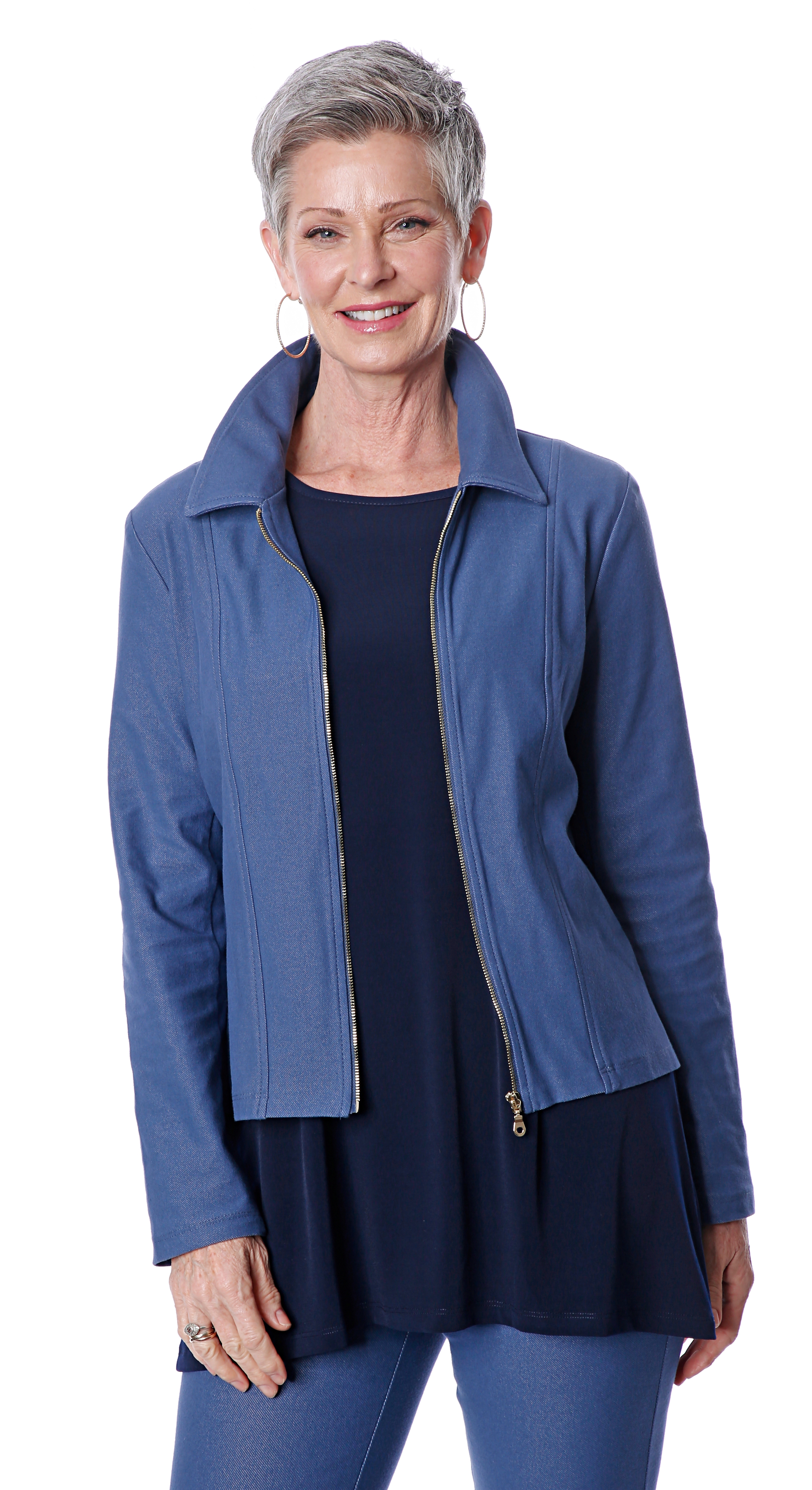 ジャケット・アウター Kim Kim & Co. Deluxe Denim Knit Zip Front Jacket With Collar - TSC.ca