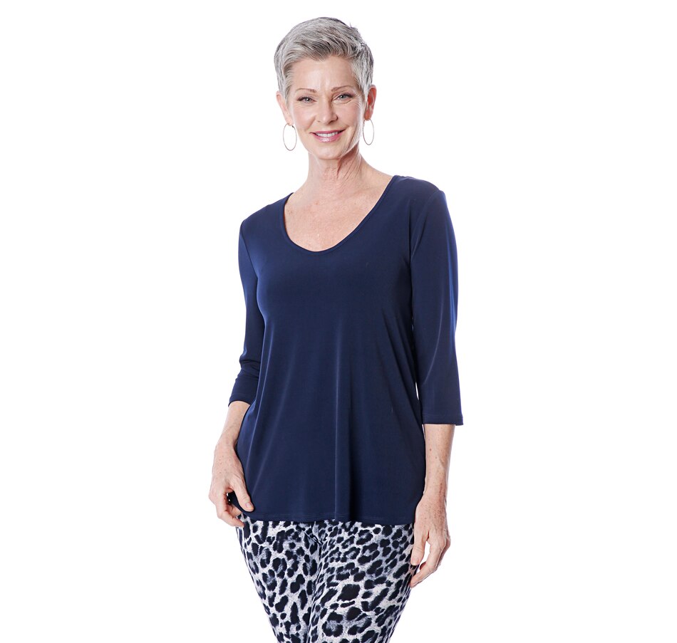 Image 492288_NVY.jpg, Product 492-288 / Price $22.33, Kim & Co. Brazil Knit 3/4 Sleeve Top from Kim & Co. on TSC.ca's Fashion department