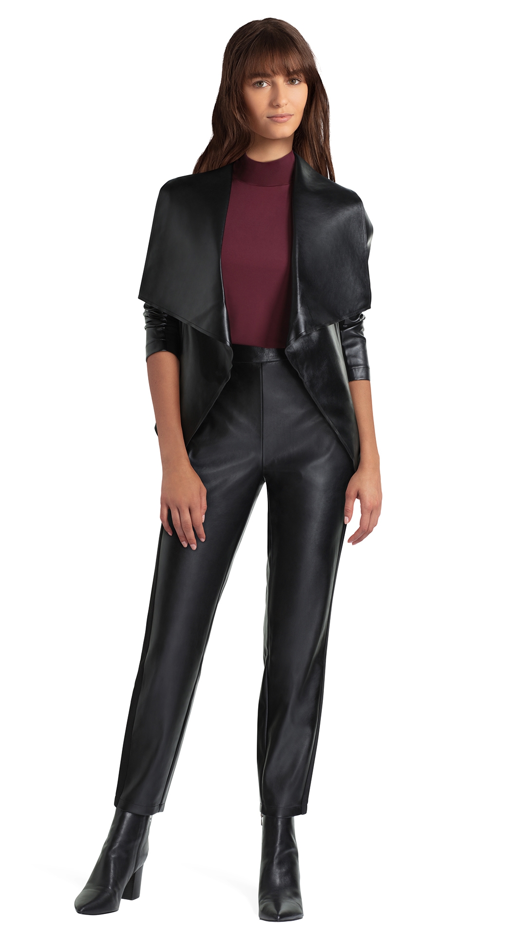 open front faux leather jacket