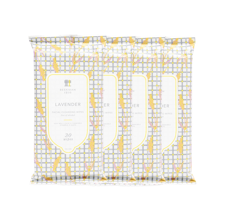 Image 495004_LAV.jpg, Product 495-004 / Price $34.50, Beekman 1802 Goat Milk Facial Cleansing Wipes - 4-Pack from Beekman 1802 on TSC.ca's Beauty department
