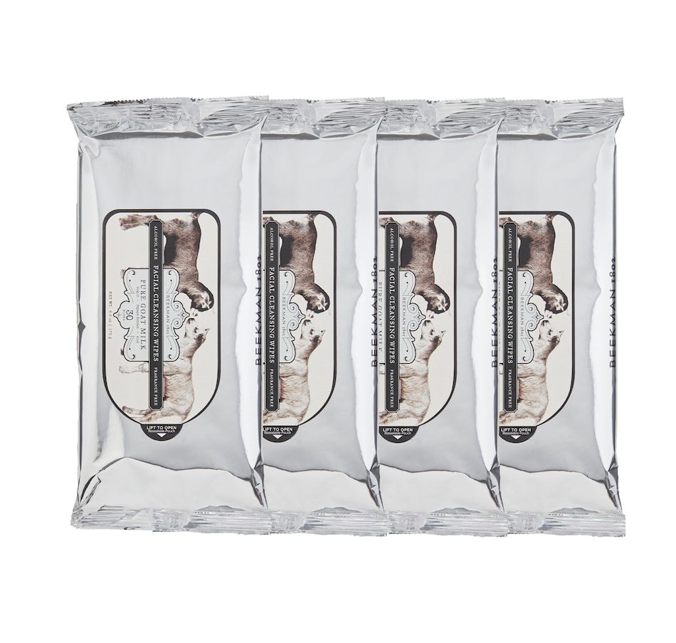 Image 495004_PURMK.jpg, Product 495-004 / Price $34.50, Beekman 1802 Goat Milk Facial Cleansing Wipes - 4-Pack from Beekman 1802 on TSC.ca's Beauty department