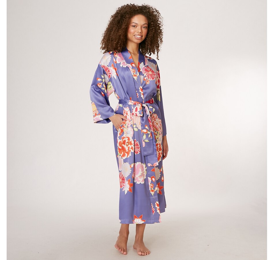Image 496723_BLMU.jpg, Product 496-723 / Price $74.88, N Natori Kiku Silky Stretch Silky Satin Robe from N Natori on TSC.ca's Fashion department