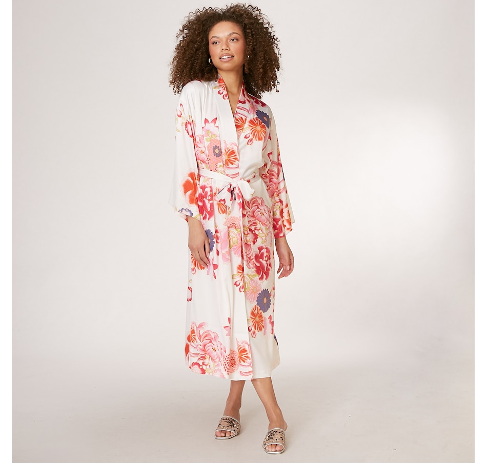 Image 496723_WHMU.jpg, Product 496-723 / Price $74.88, N Natori Kiku Silky Stretch Silky Satin Robe from N Natori on TSC.ca's Fashion department