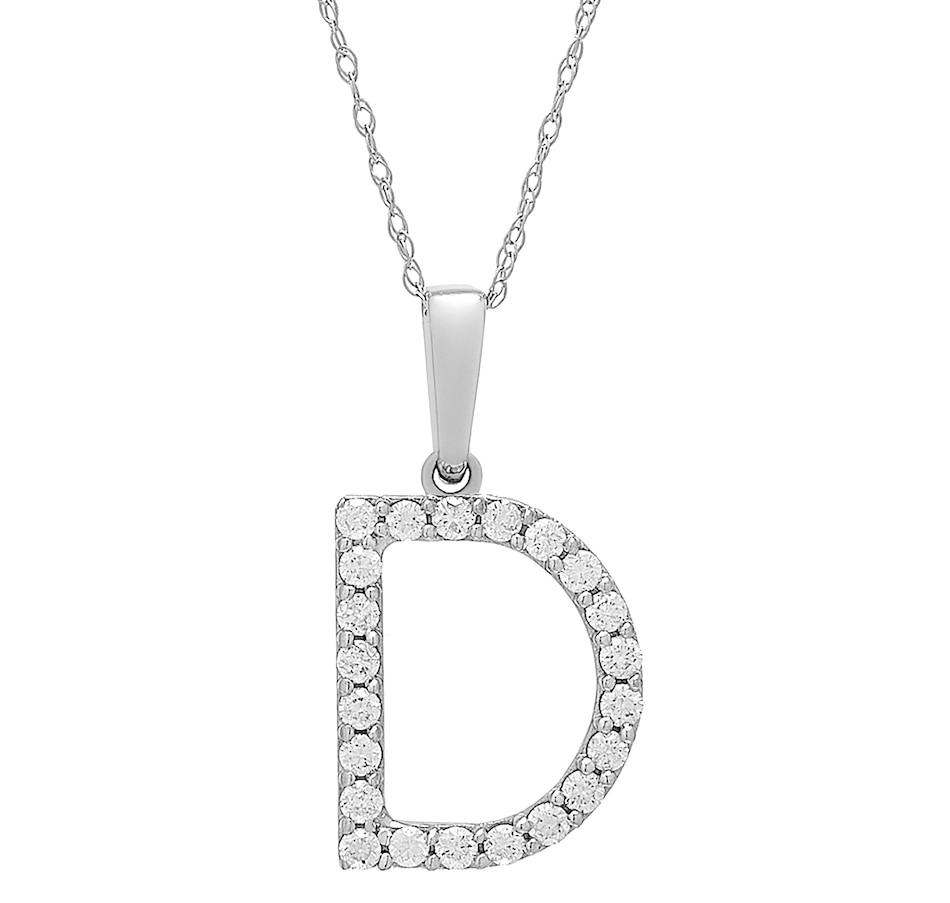 Image 496771_WGDD.jpg, Product 496-771 / Price $479.99, 14K White Gold 0.20 ctw Diamond Initial Pendant with Chain from Diamond Show on TSC.ca's Jewellery department