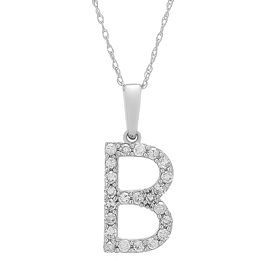 Image 496771_WGLB.jpg, Product 496-771 / Price $479.99, 14K White Gold 0.20 ctw Diamond Initial Pendant with Chain from Diamond Show on TSC.ca's Jewellery department