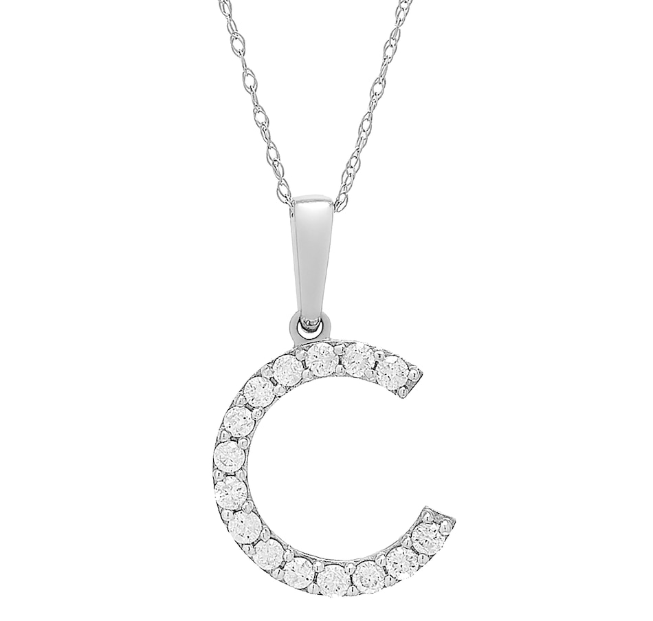 Image 496771_WGLC.jpg, Product 496-771 / Price $479.99, 14K White Gold 0.20 ctw Diamond Initial Pendant with Chain from Diamond Show on TSC.ca's Jewellery department