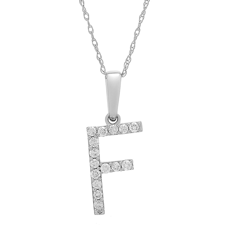 14K White Gold 0.20 ctw Diamond Initial Pendant with Chain