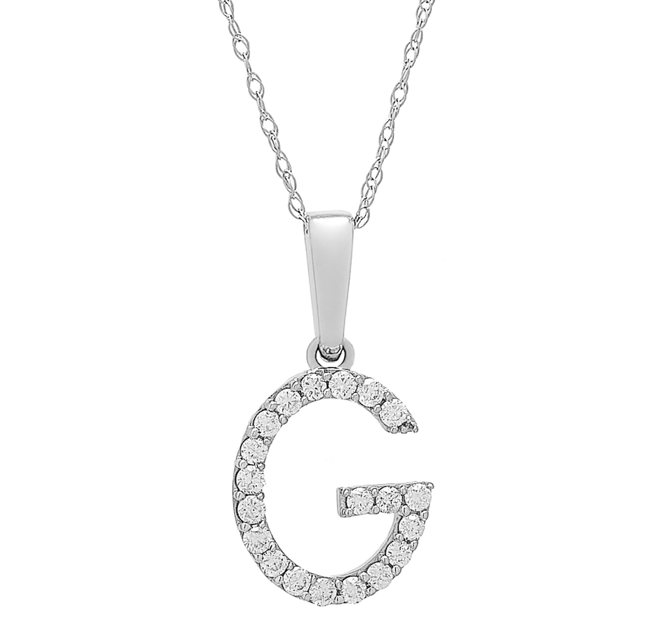 Image 496771_WGLG.jpg, Product 496-771 / Price $479.99, 14K White Gold 0.20 ctw Diamond Initial Pendant with Chain from Diamond Show on TSC.ca's Jewellery department
