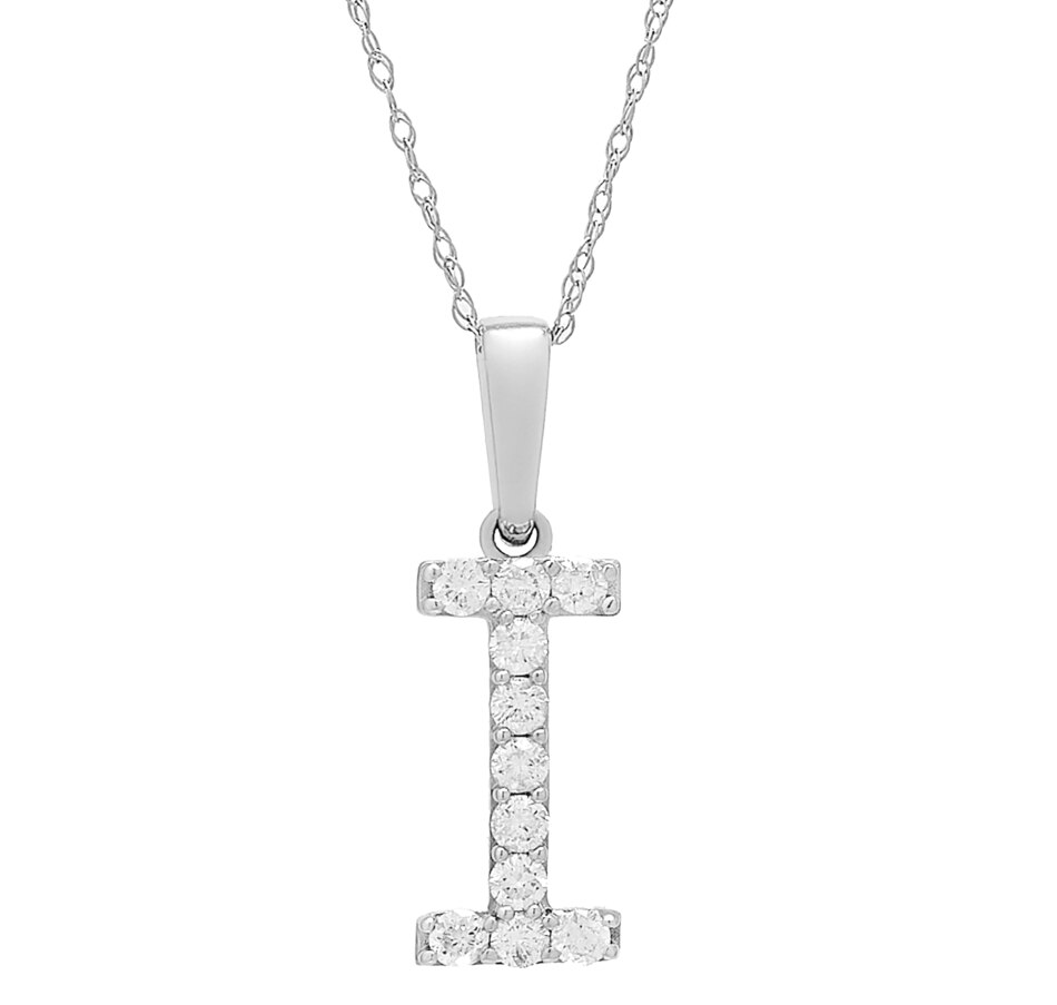 Image 496771_WGLI.jpg, Product 496-771 / Price $479.99, 14K White Gold 0.20 ctw Diamond Initial Pendant with Chain from Diamond Show on TSC.ca's Jewellery department