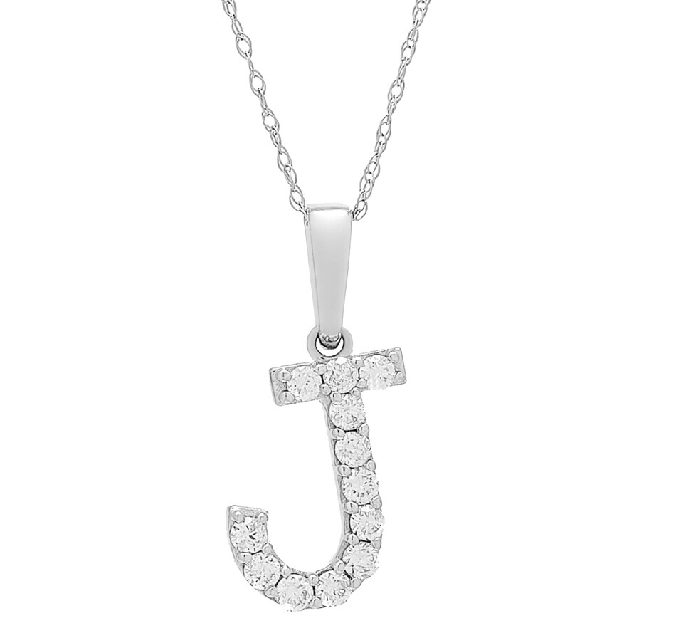 Image 496771_WGLJ.jpg, Product 496-771 / Price $479.99, 14K White Gold 0.20 ctw Diamond Initial Pendant with Chain from Diamond Show on TSC.ca's Jewellery department