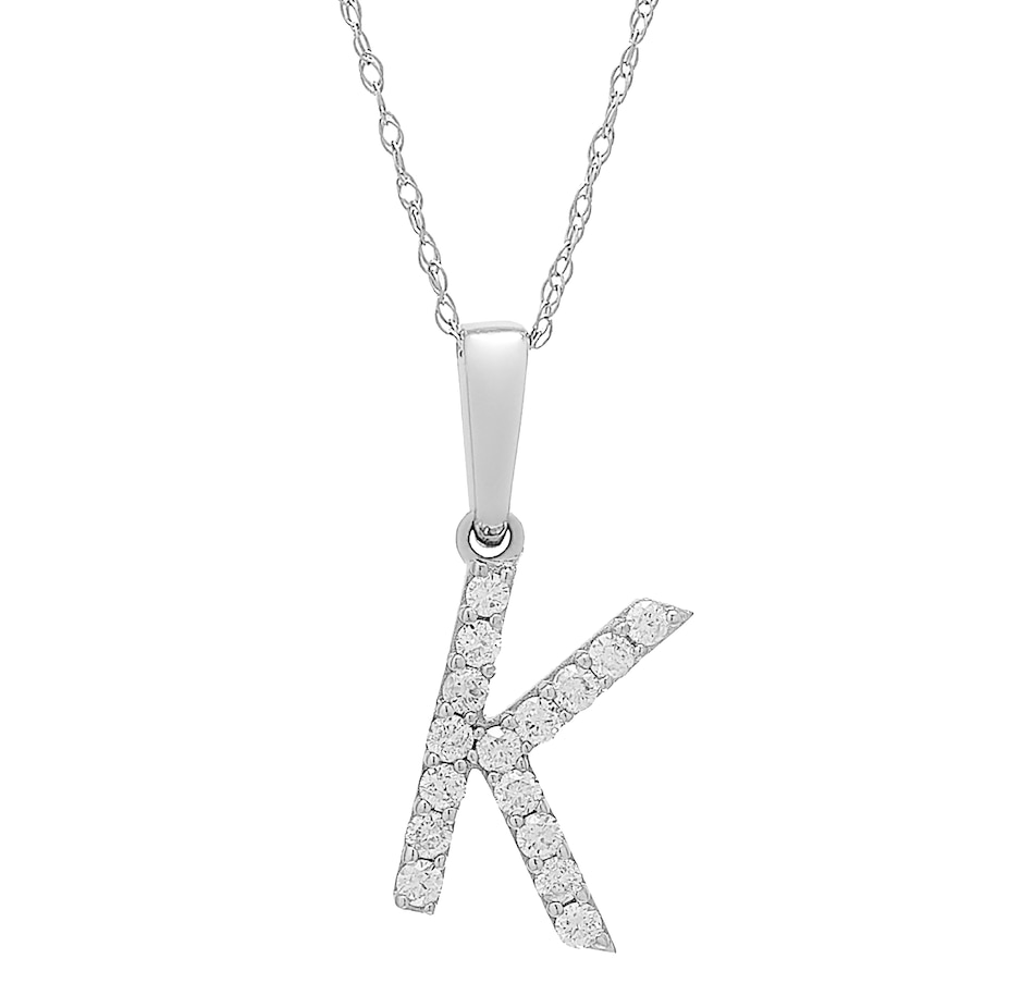 Image 496771_WGLK.jpg, Product 496-771 / Price $479.99, 14K White Gold 0.20 ctw Diamond Initial Pendant with Chain from Diamond Show on TSC.ca's Jewellery department