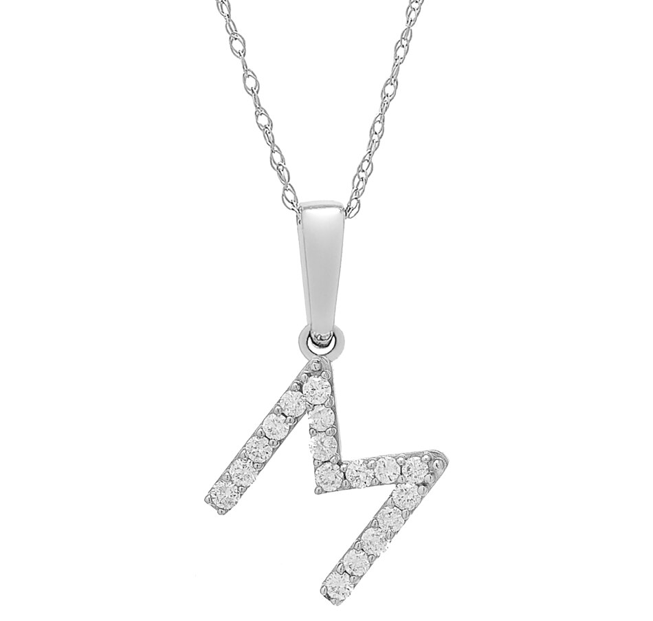 Image 496771_WGLM.jpg, Product 496-771 / Price $479.99, 14K White Gold 0.20 ctw Diamond Initial Pendant with Chain from Diamond Show on TSC.ca's Jewellery department