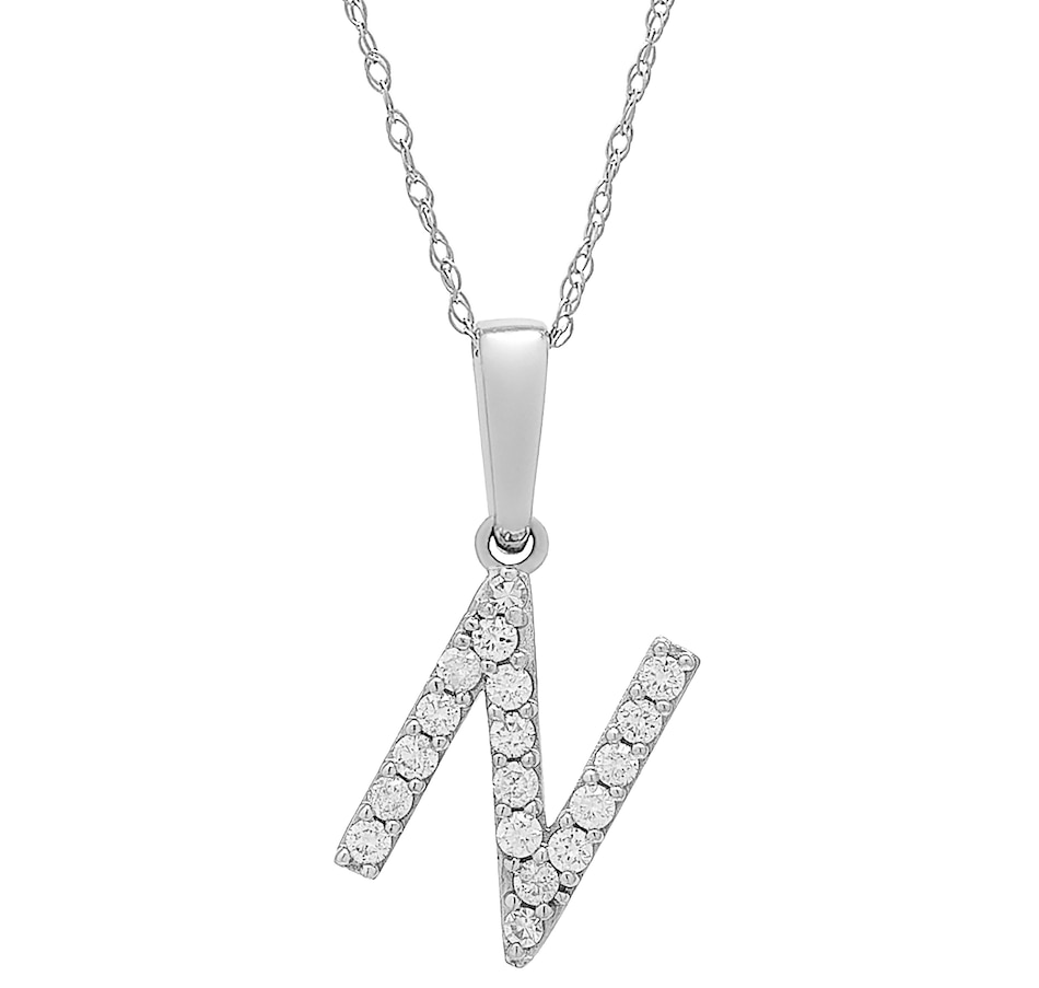 Image 496771_WGLN.jpg, Product 496-771 / Price $479.99, 14K White Gold 0.20 ctw Diamond Initial Pendant with Chain from Diamond Show on TSC.ca's Jewellery department