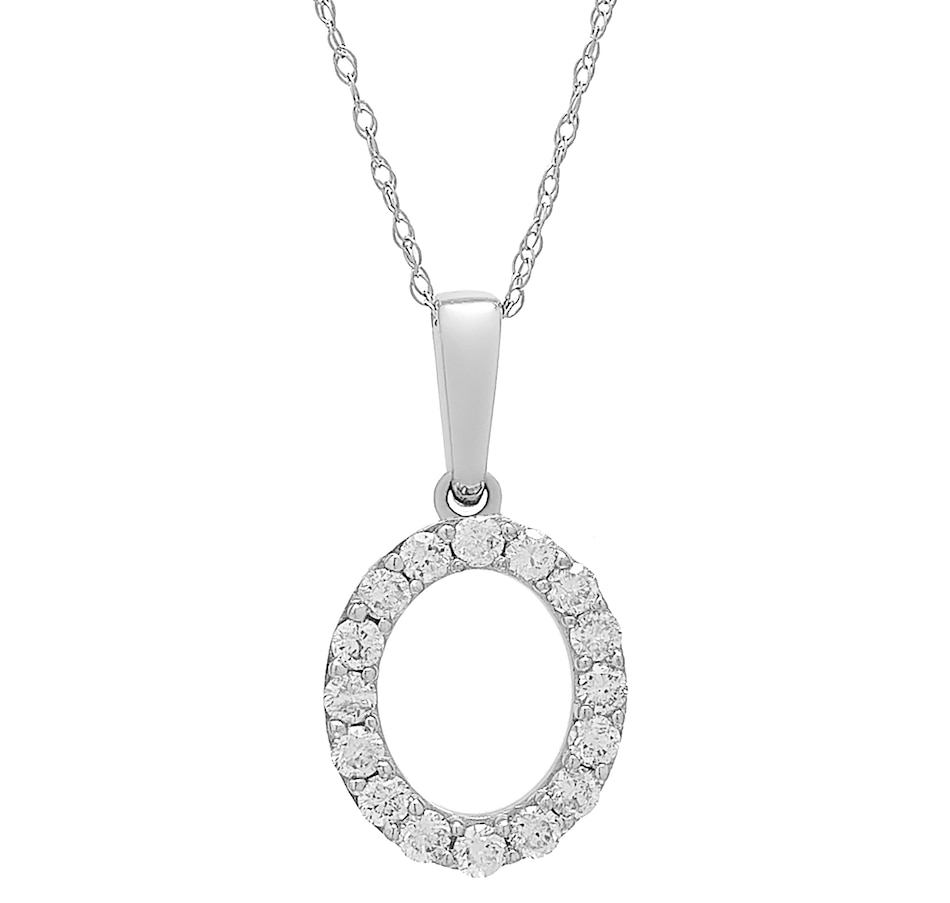 Image 496771_WGLO.jpg, Product 496-771 / Price $479.99, 14K White Gold 0.20 ctw Diamond Initial Pendant with Chain from Diamond Show on TSC.ca's Jewellery department
