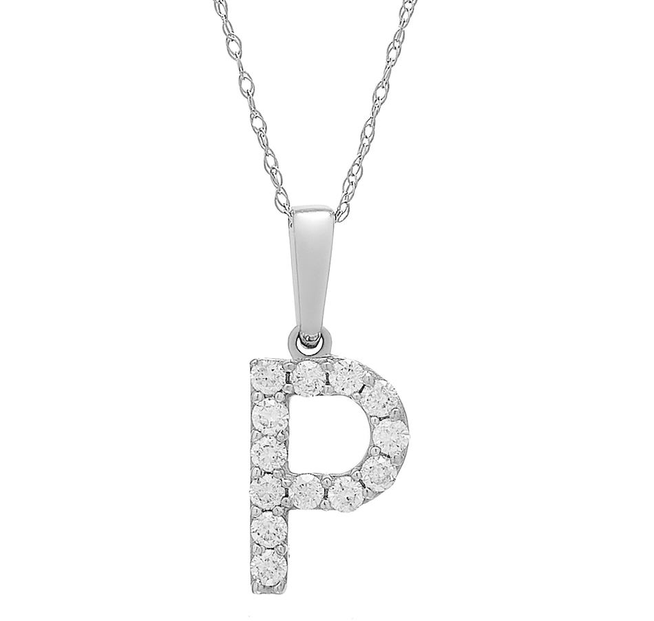Image 496771_WGLP.jpg, Product 496-771 / Price $479.99, 14K White Gold 0.20 ctw Diamond Initial Pendant with Chain from Diamond Show on TSC.ca's Jewellery department