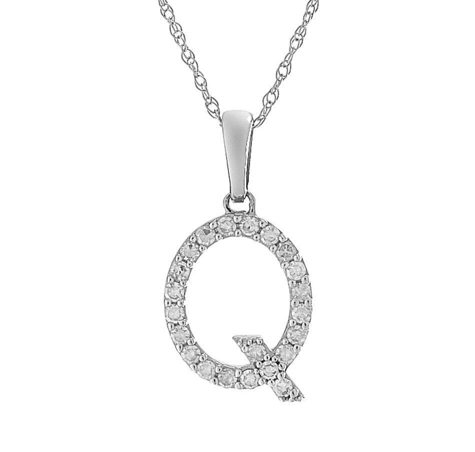 Image 496771_WGLQ.jpg, Product 496-771 / Price $479.99, 14K White Gold 0.20 ctw Diamond Initial Pendant with Chain from Diamond Show on TSC.ca's Jewellery department