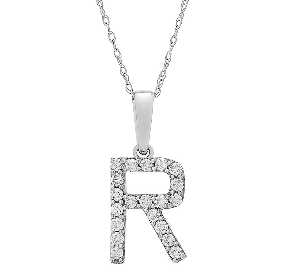 Image 496771_WGLR.jpg, Product 496-771 / Price $479.99, 14K White Gold 0.20 ctw Diamond Initial Pendant with Chain from Diamond Show on TSC.ca's Jewellery department