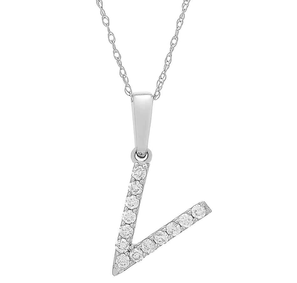 Image 496771_WGLV.jpg, Product 496-771 / Price $479.99, 14K White Gold 0.20 ctw Diamond Initial Pendant with Chain from Diamond Show on TSC.ca's Jewellery department