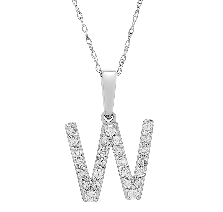 Image 496771_WGLW.jpg, Product 496-771 / Price $479.99, 14K White Gold 0.20 ctw Diamond Initial Pendant with Chain from Diamond Show on TSC.ca's Jewellery department