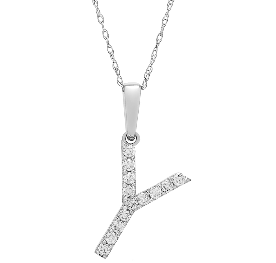 Image 496771_WGLY.jpg, Product 496-771 / Price $479.99, 14K White Gold 0.20 ctw Diamond Initial Pendant with Chain from Diamond Show on TSC.ca's Jewellery department