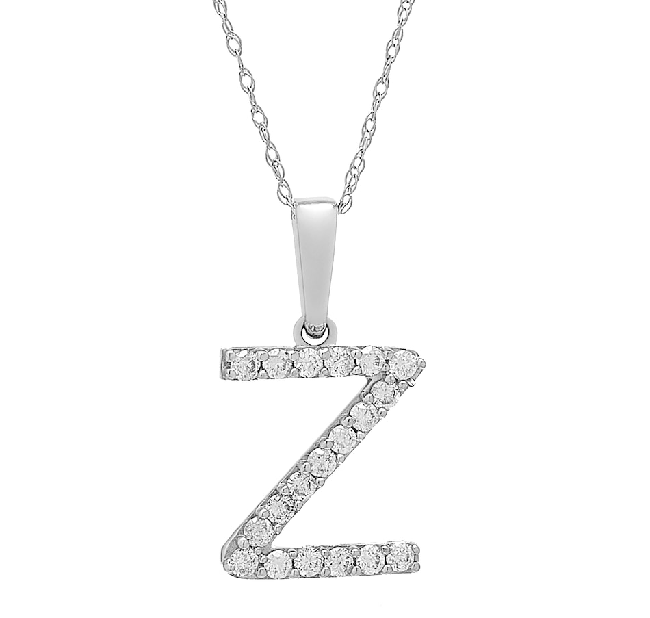 Image 496771_WGLZ.jpg, Product 496-771 / Price $479.99, 14K White Gold 0.20 ctw Diamond Initial Pendant with Chain from Diamond Show on TSC.ca's Jewellery department