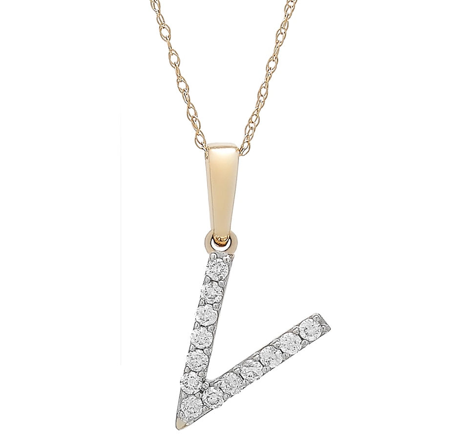 Image 496771_YGDV.jpg, Product 496-771 / Price $479.99, 14K White Gold 0.20 ctw Diamond Initial Pendant with Chain from Diamond Show on TSC.ca's Jewellery department
