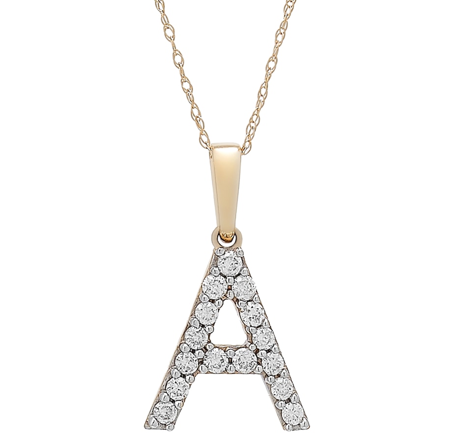 Image 496771_YGLA.jpg, Product 496-771 / Price $479.99, 14K White Gold 0.20 ctw Diamond Initial Pendant with Chain from Diamond Show on TSC.ca's Jewellery department