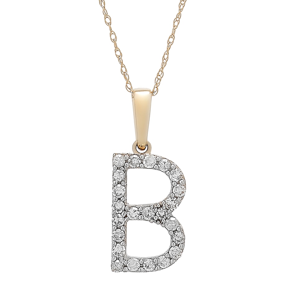 Image 496771_YGLB.jpg, Product 496-771 / Price $479.99, 14K White Gold 0.20 ctw Diamond Initial Pendant with Chain from Diamond Show on TSC.ca's Jewellery department