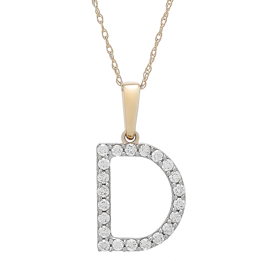 Image 496771_YGLD.jpg, Product 496-771 / Price $479.99, 14K White Gold 0.20 ctw Diamond Initial Pendant with Chain from Diamond Show on TSC.ca's Jewellery department