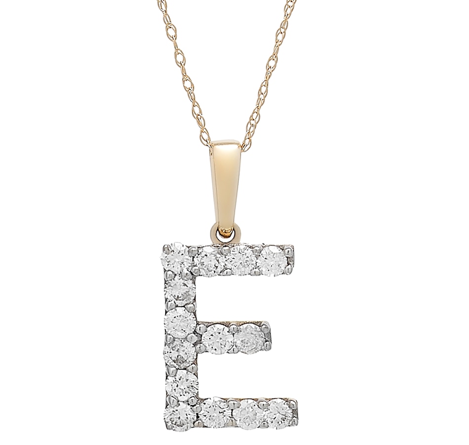 Image 496771_YGLE.jpg, Product 496-771 / Price $479.99, 14K White Gold 0.20 ctw Diamond Initial Pendant with Chain from Diamond Show on TSC.ca's Jewellery department