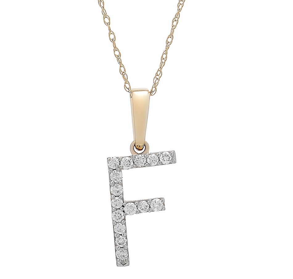 Image 496771_YGLF.jpg, Product 496-771 / Price $479.99, 14K White Gold 0.20 ctw Diamond Initial Pendant with Chain from Diamond Show on TSC.ca's Jewellery department