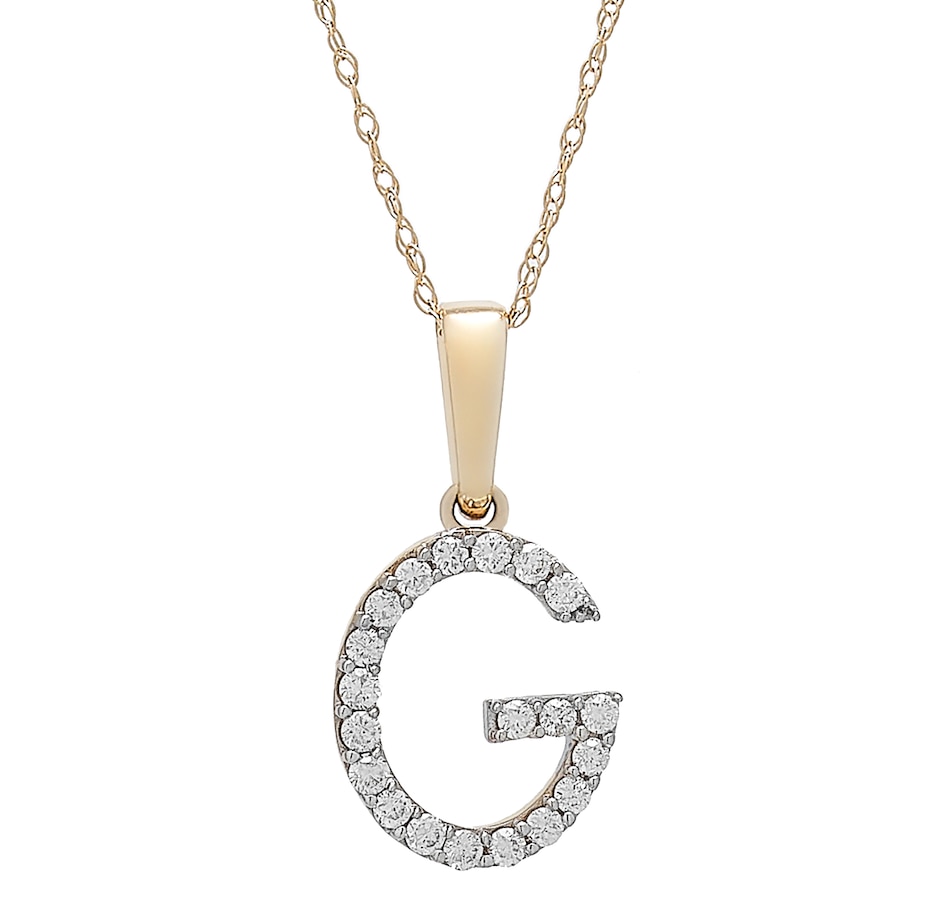 Image 496771_YGLG.jpg, Product 496-771 / Price $479.99, 14K White Gold 0.20 ctw Diamond Initial Pendant with Chain from Diamond Show on TSC.ca's Jewellery department