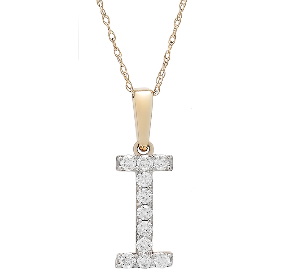 Image 496771_YGLI.jpg, Product 496-771 / Price $479.99, 14K White Gold 0.20 ctw Diamond Initial Pendant with Chain from Diamond Show on TSC.ca's Jewellery department