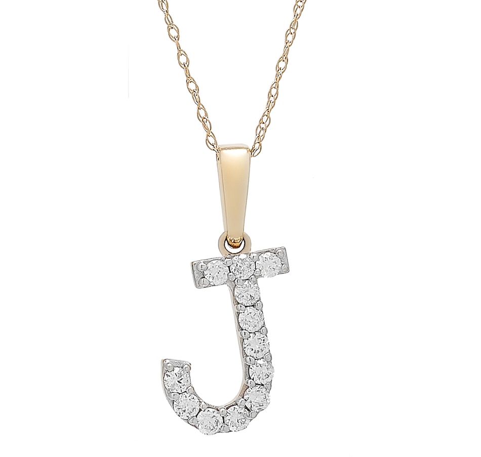 Image 496771_YGLJ.jpg, Product 496-771 / Price $479.99, 14K White Gold 0.20 ctw Diamond Initial Pendant with Chain from Diamond Show on TSC.ca's Jewellery department