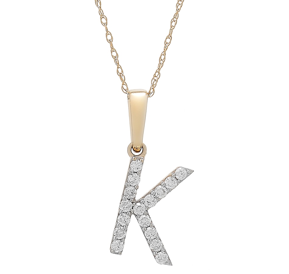Image 496771_YGLK.jpg, Product 496-771 / Price $479.99, 14K White Gold 0.20 ctw Diamond Initial Pendant with Chain from Diamond Show on TSC.ca's Jewellery department