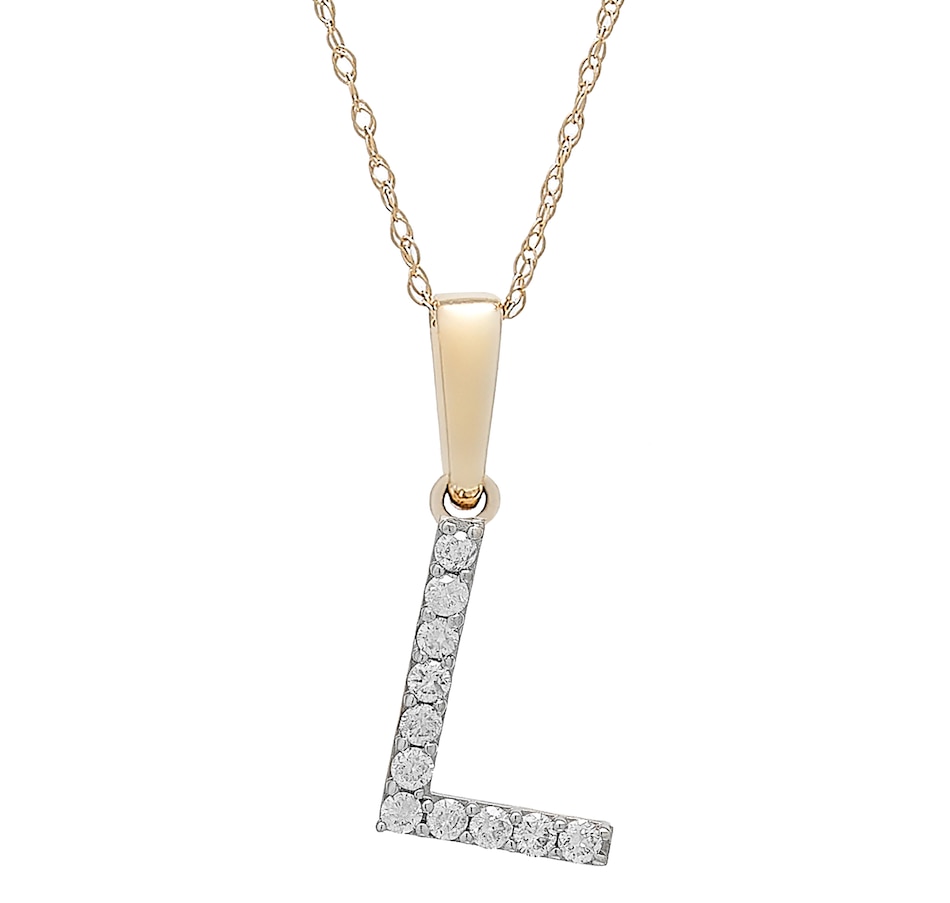 Image 496771_YGLL.jpg, Product 496-771 / Price $479.99, 14K White Gold 0.20 ctw Diamond Initial Pendant with Chain from Diamond Show on TSC.ca's Jewellery department