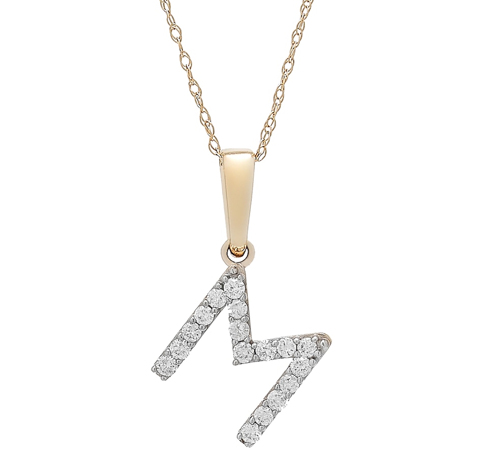 Image 496771_YGLM.jpg, Product 496-771 / Price $479.99, 14K White Gold 0.20 ctw Diamond Initial Pendant with Chain from Diamond Show on TSC.ca's Jewellery department
