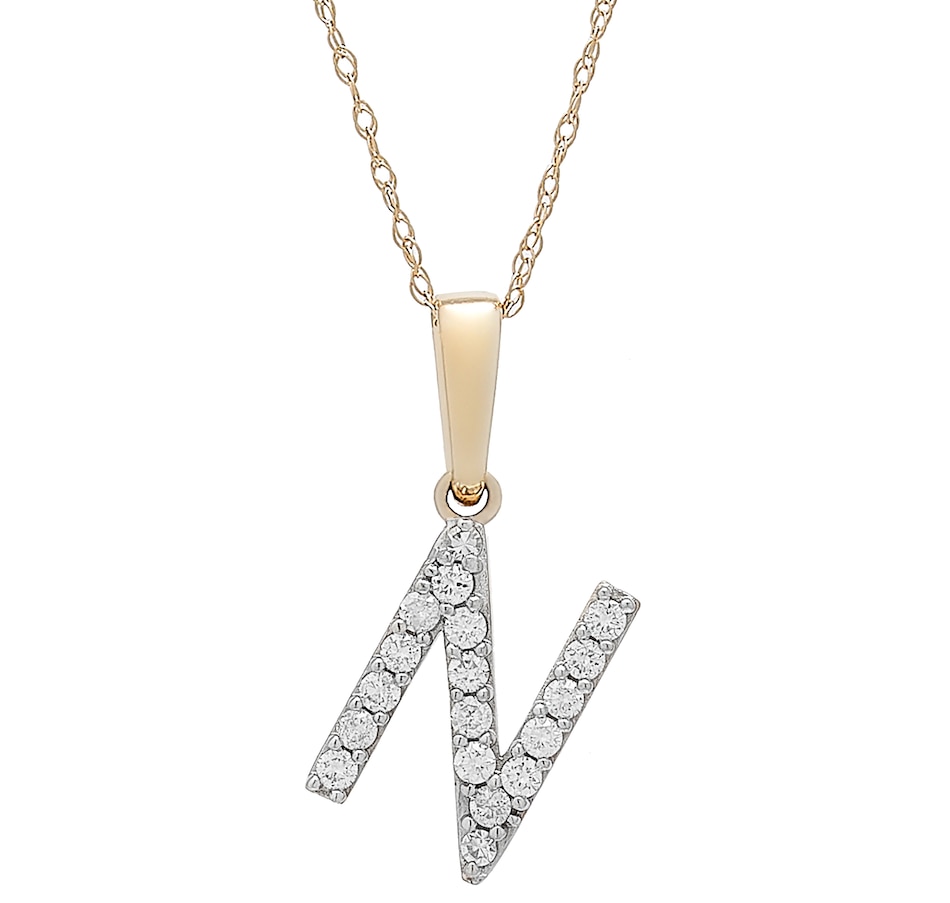 Image 496771_YGLN.jpg, Product 496-771 / Price $479.99, 14K White Gold 0.20 ctw Diamond Initial Pendant with Chain from Diamond Show on TSC.ca's Jewellery department