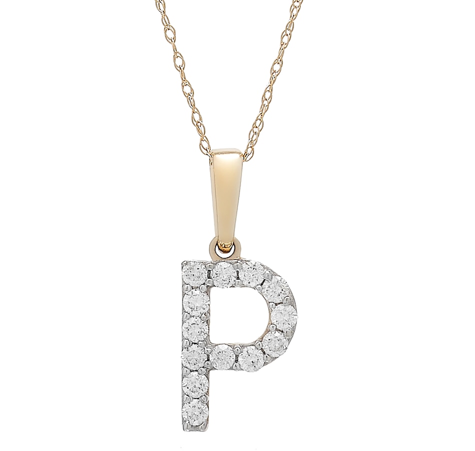Image 496771_YGLP.jpg, Product 496-771 / Price $479.99, 14K White Gold 0.20 ctw Diamond Initial Pendant with Chain from Diamond Show on TSC.ca's Jewellery department