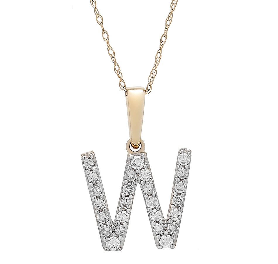 Image 496771_YGLW.jpg, Product 496-771 / Price $479.99, 14K White Gold 0.20 ctw Diamond Initial Pendant with Chain from Diamond Show on TSC.ca's Jewellery department