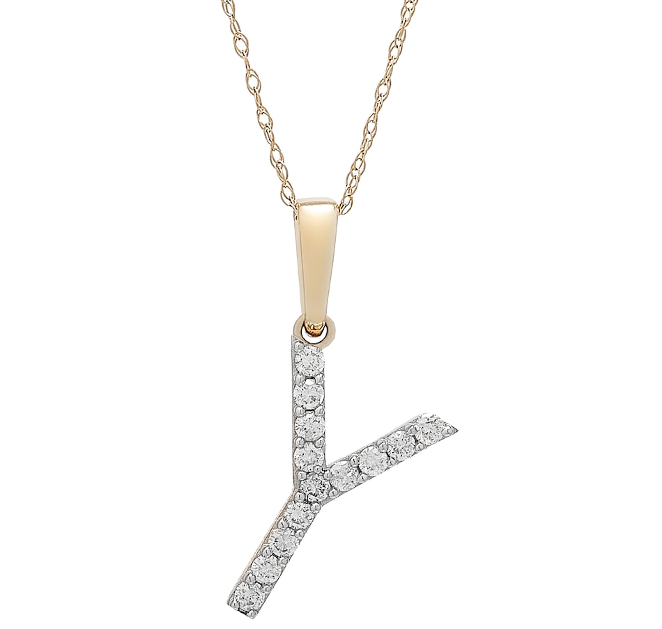 Image 496771_YGLY.jpg, Product 496-771 / Price $479.99, 14K White Gold 0.20 ctw Diamond Initial Pendant with Chain from Diamond Show on TSC.ca's Jewellery department