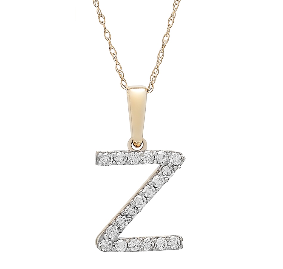 Image 496771_YGLZ.jpg, Product 496-771 / Price $479.99, 14K White Gold 0.20 ctw Diamond Initial Pendant with Chain from Diamond Show on TSC.ca's Jewellery department