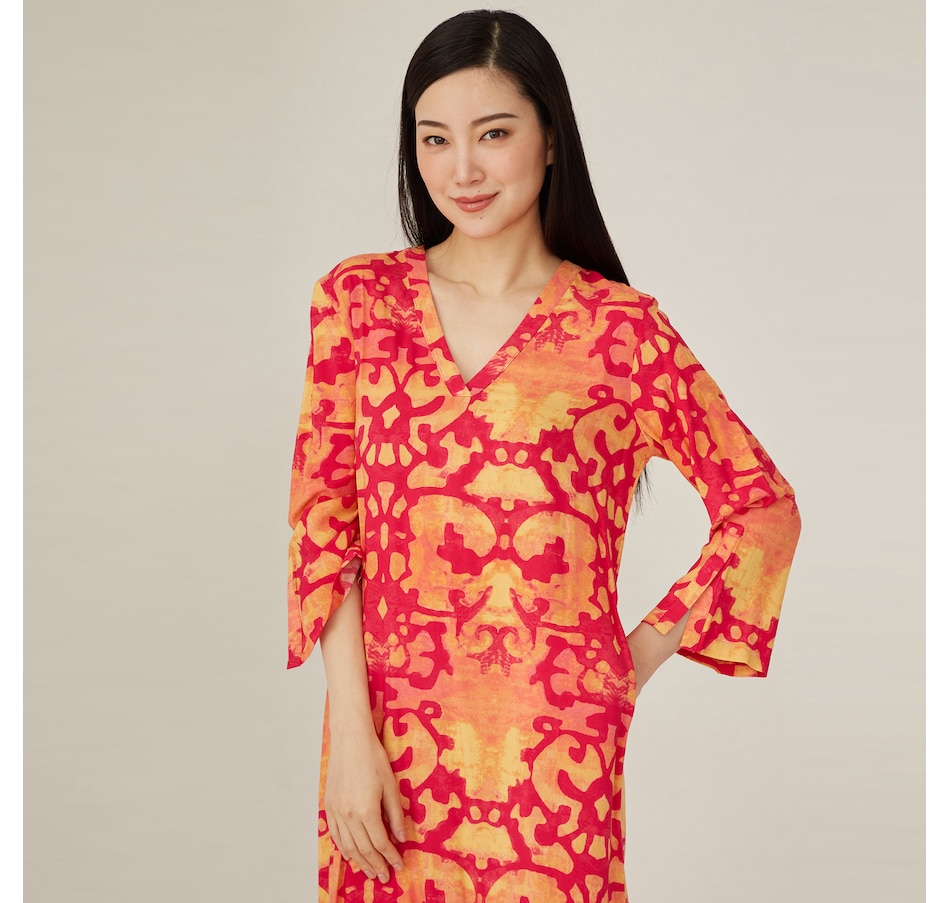 Image 496879_CLPNK.jpg, Product 496-879 / Price $39.33, N Natori Printed V-Neck Caftan from N Natori on TSC.ca's Clothing & Shoes department