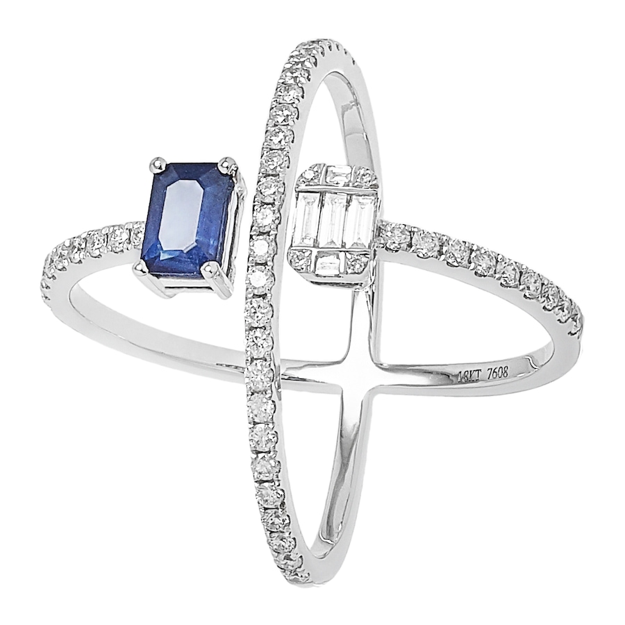Image 499607_RHOP.jpg, Product 499-607 / Price $2,346.99, Graziela Gems 14K White Gold Diamond & Blue Sapphire Cross Ring from Graziela Gems on TSC.ca's Jewellery department