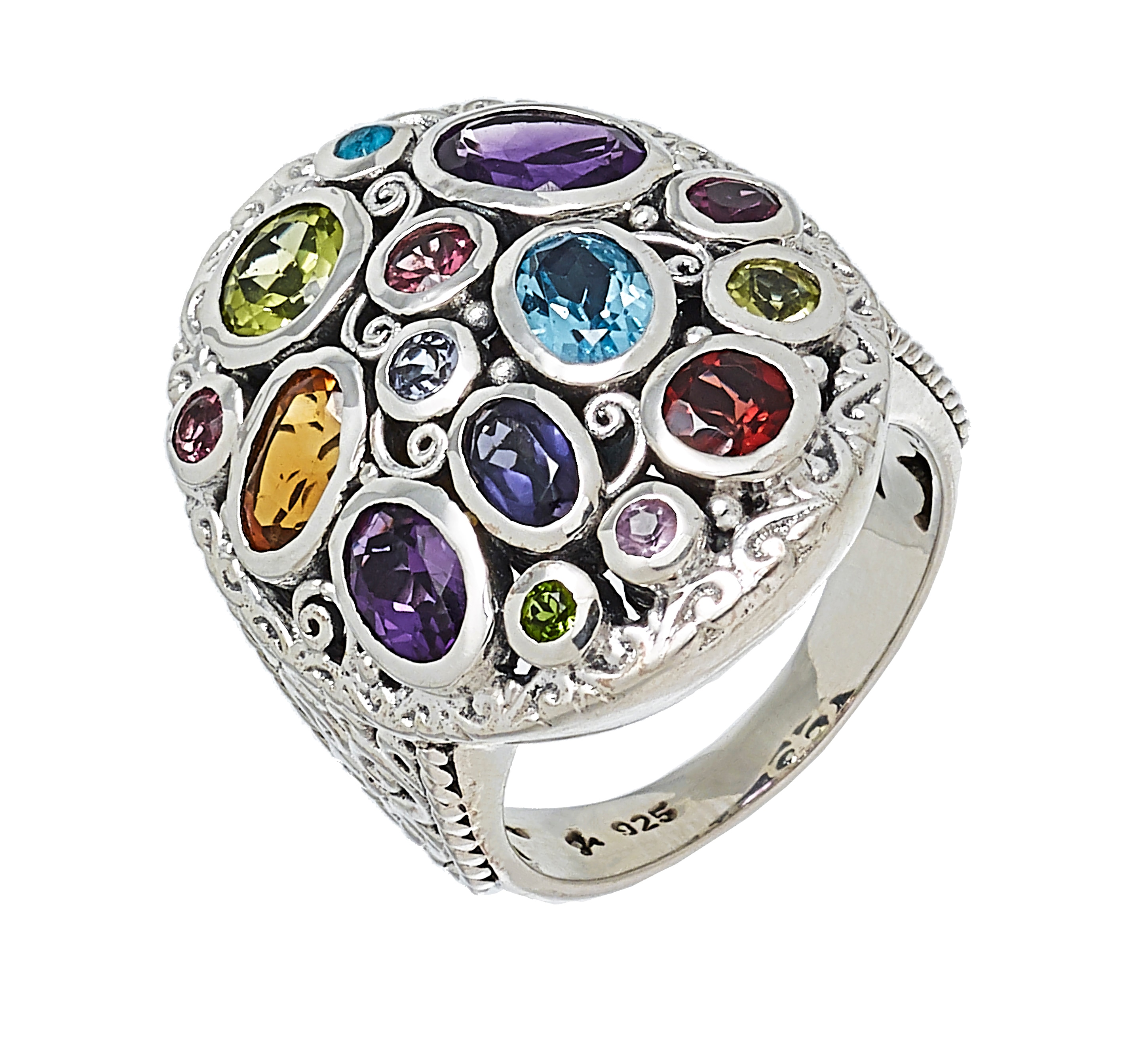 Tsc.ca - Samuel B. Sterling Silver Oval Multi Gemstone Ring