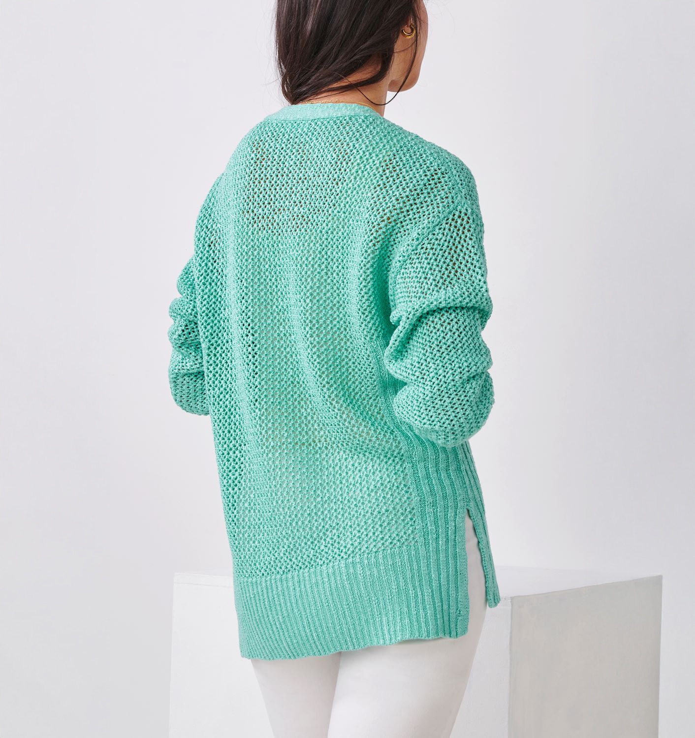 Charlie Paige Long Sleeve V-neck Mesh Cardigan - TSC.ca