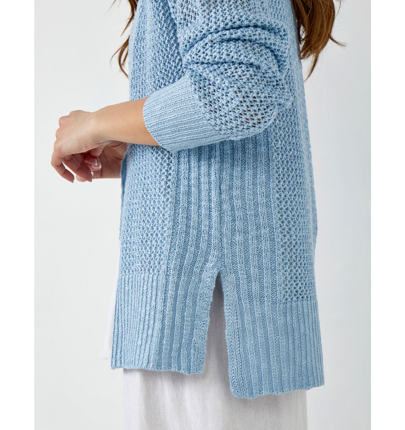 Charlie Paige Long Sleeve V-neck Mesh Cardigan - TSC.ca