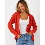 Charlie Paige Long Sleeve V-neck Mesh Cardigan