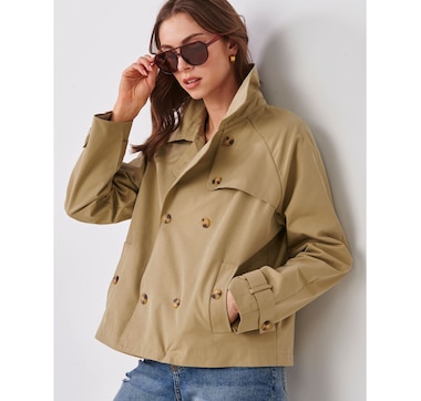 Charlie Paige Cropped City Trench Jacket